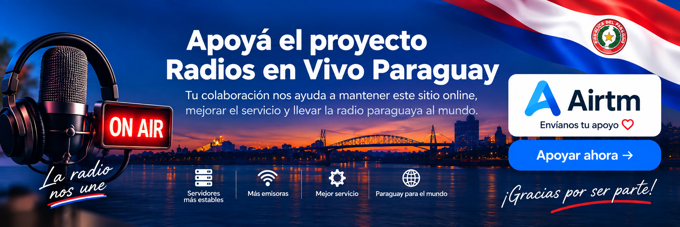 Apoyá el proyecto Radios en Vivo Paraguay mediante Airtm